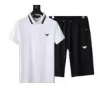 ea7 armani ensembles de survetement manche courte lapel polo shirt shorts blanc